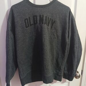 Old Navy Men's Charcoal Crewneck Sweatshirt with Tonal Logo